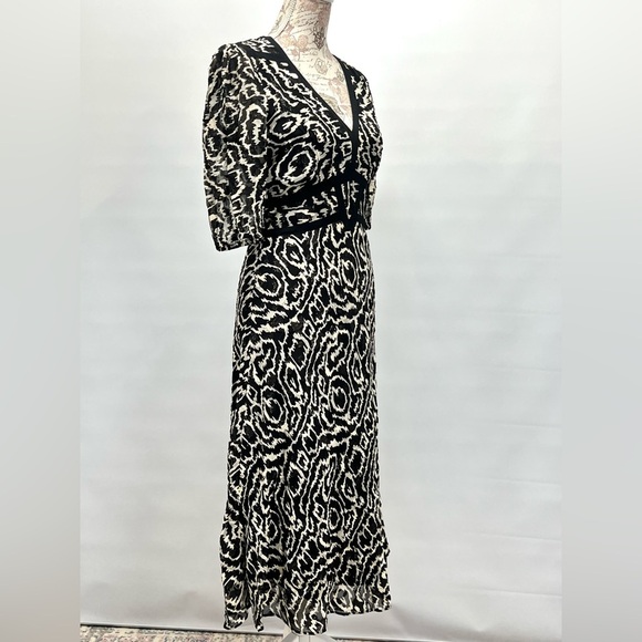 BA&SH Black and white abstract print midi dress size S. - Picture 10 of 16
